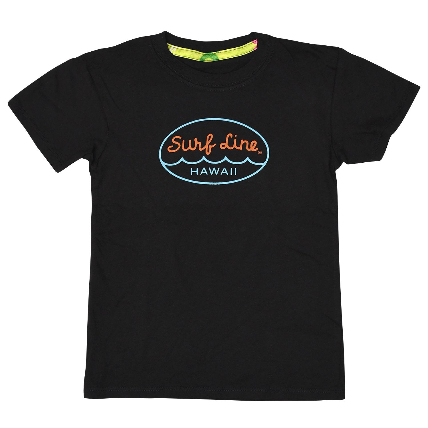 Kids Surf Line Hawaii Oval Logo Black Tee