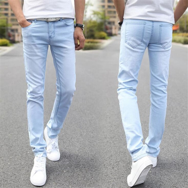 light blue denim pants