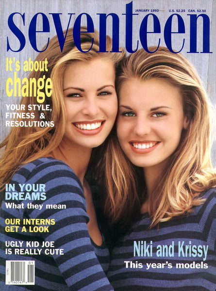 Seventeen Magazine January 1993 Niki and Krissy Taylor in DKNY