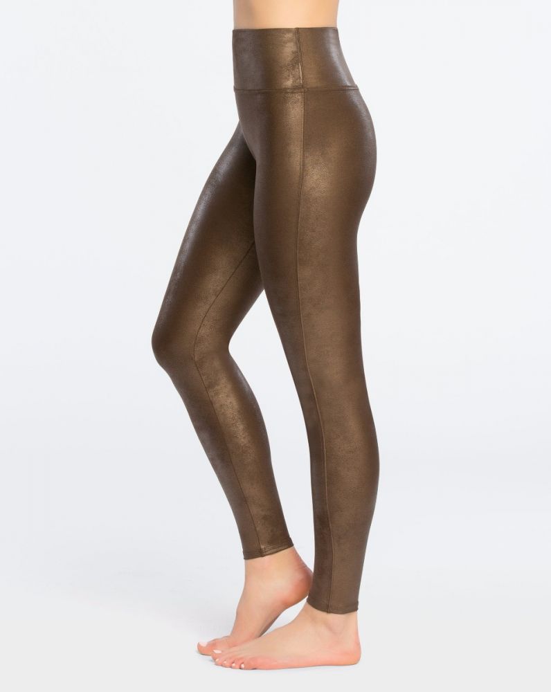 Spanx Faux Leather Leggings Bronze Metal Roofing