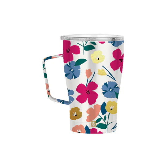 Mary Square Darling Daisy Pink Floral 20 Ounce Stainless Steel Skinny Tumbler with Straw