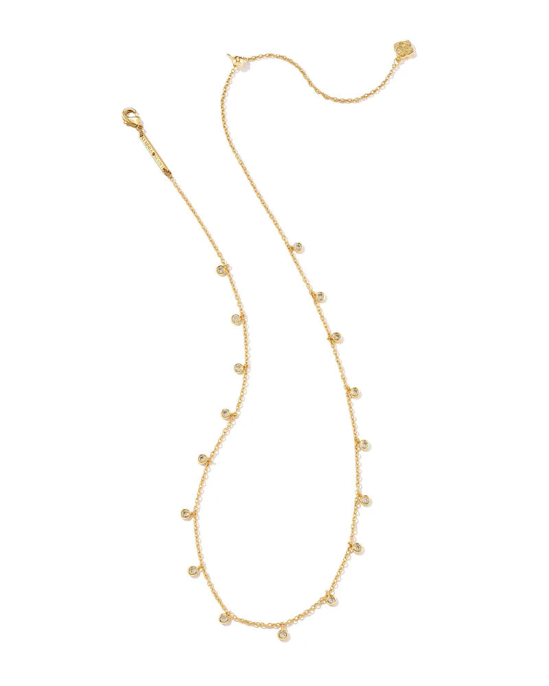kendra scott amelia chain necklace gold white cz