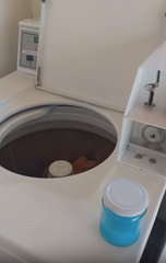 Campsite, coin operated washing machine