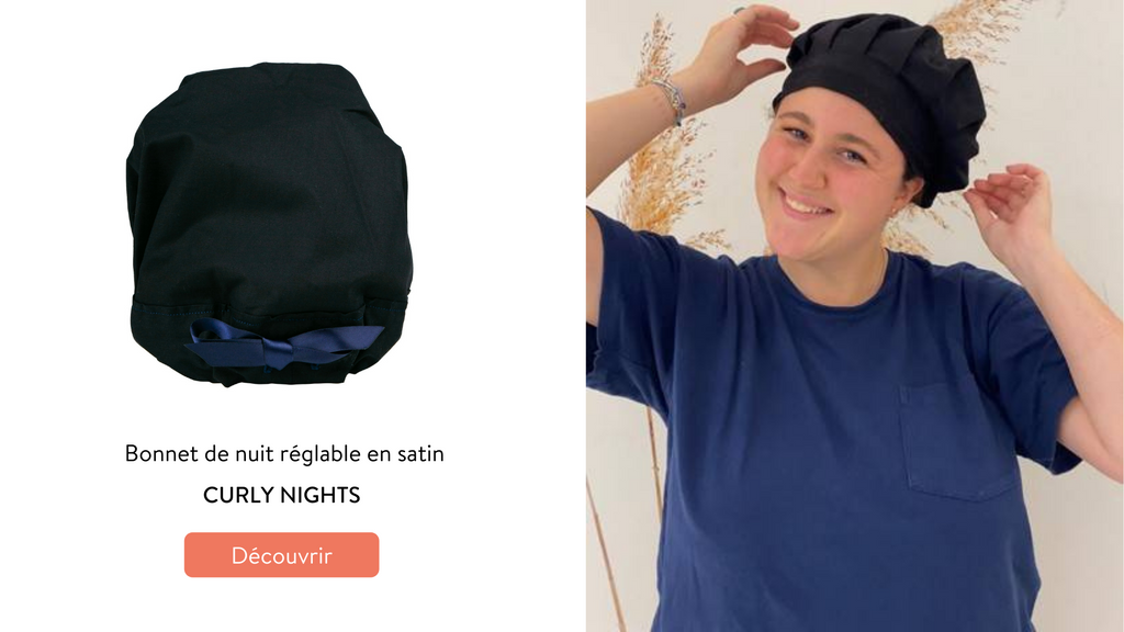 Curly Nights  Bonnets de nuit et taies d'oreiller avec satin