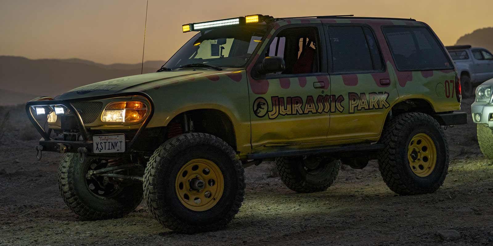 Solid Axle Swapped Ford Explorer with Jurassic Park Livery and Fox Shocks