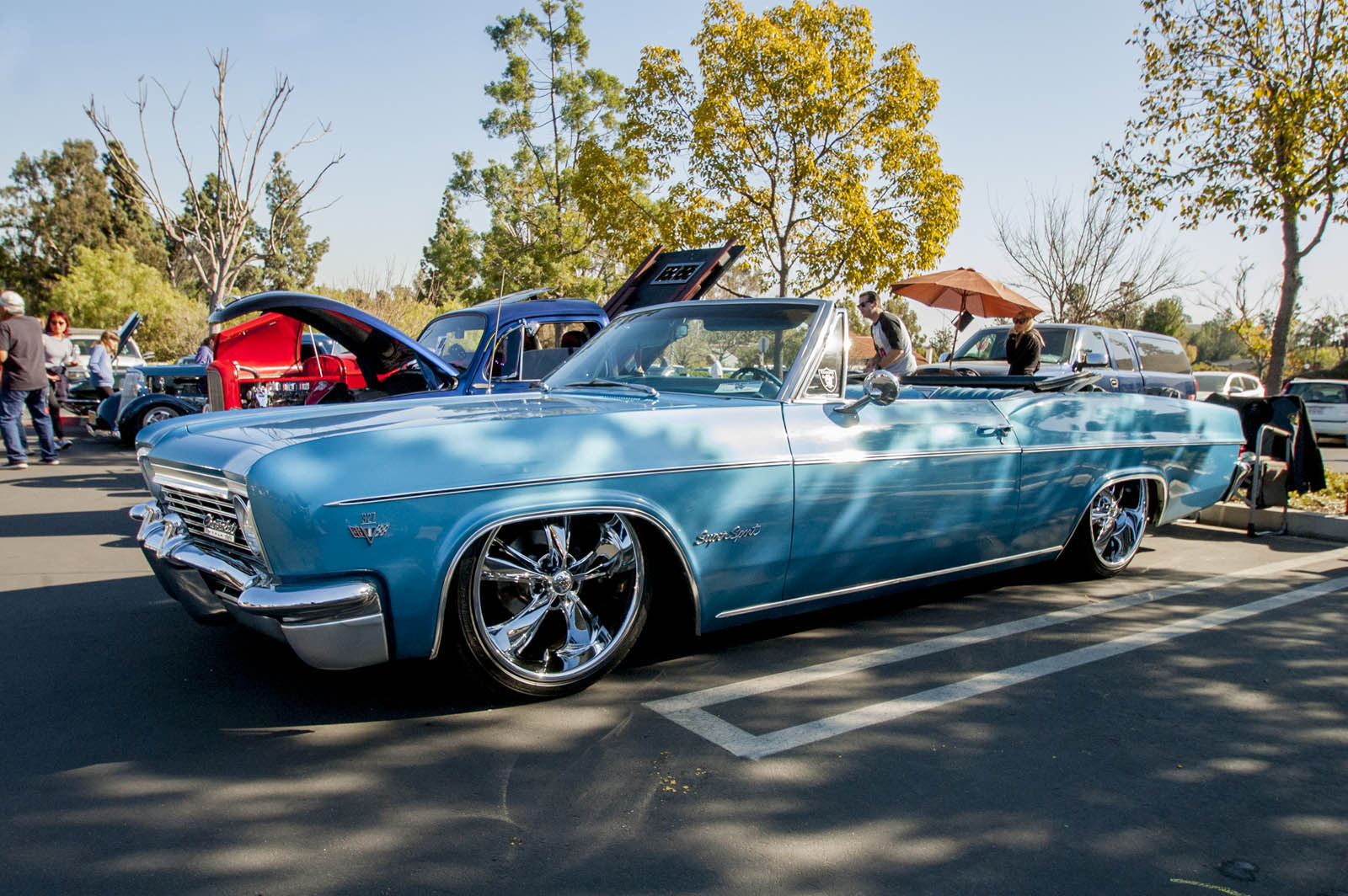 blue Super Sport convertible Chevy Impala