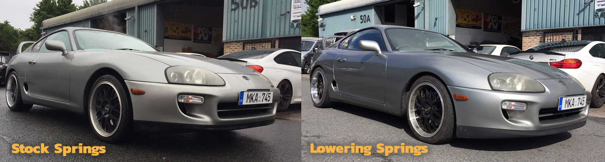Toyota Supra before and after lowering springs