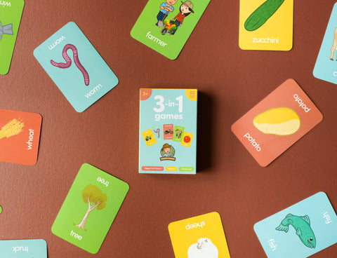 3-in-1 card games for kids with George the Farmer