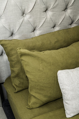 linen olive green pillowcase sham