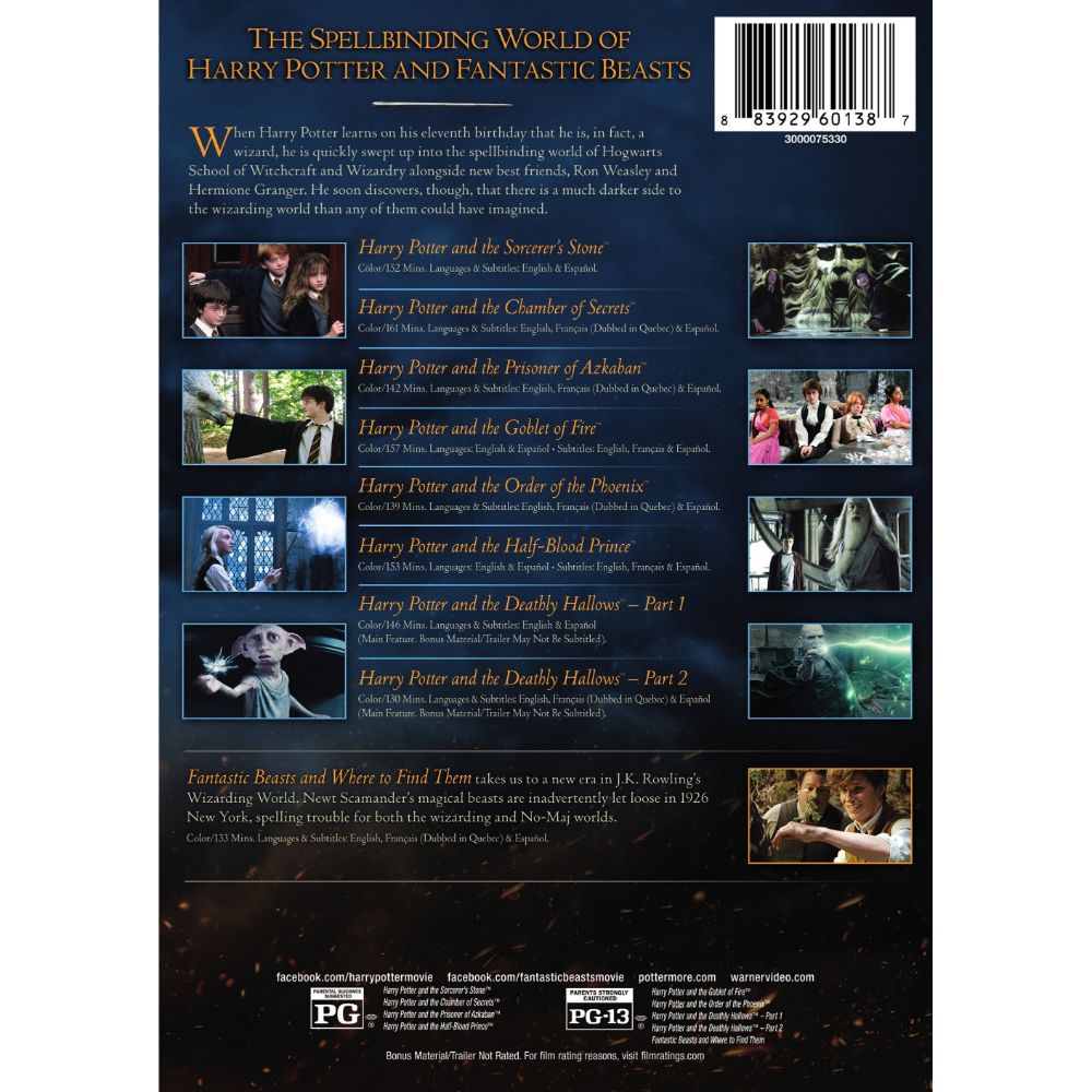 Wizarding World 9 Film Collection Dvd Harry Potter Shop