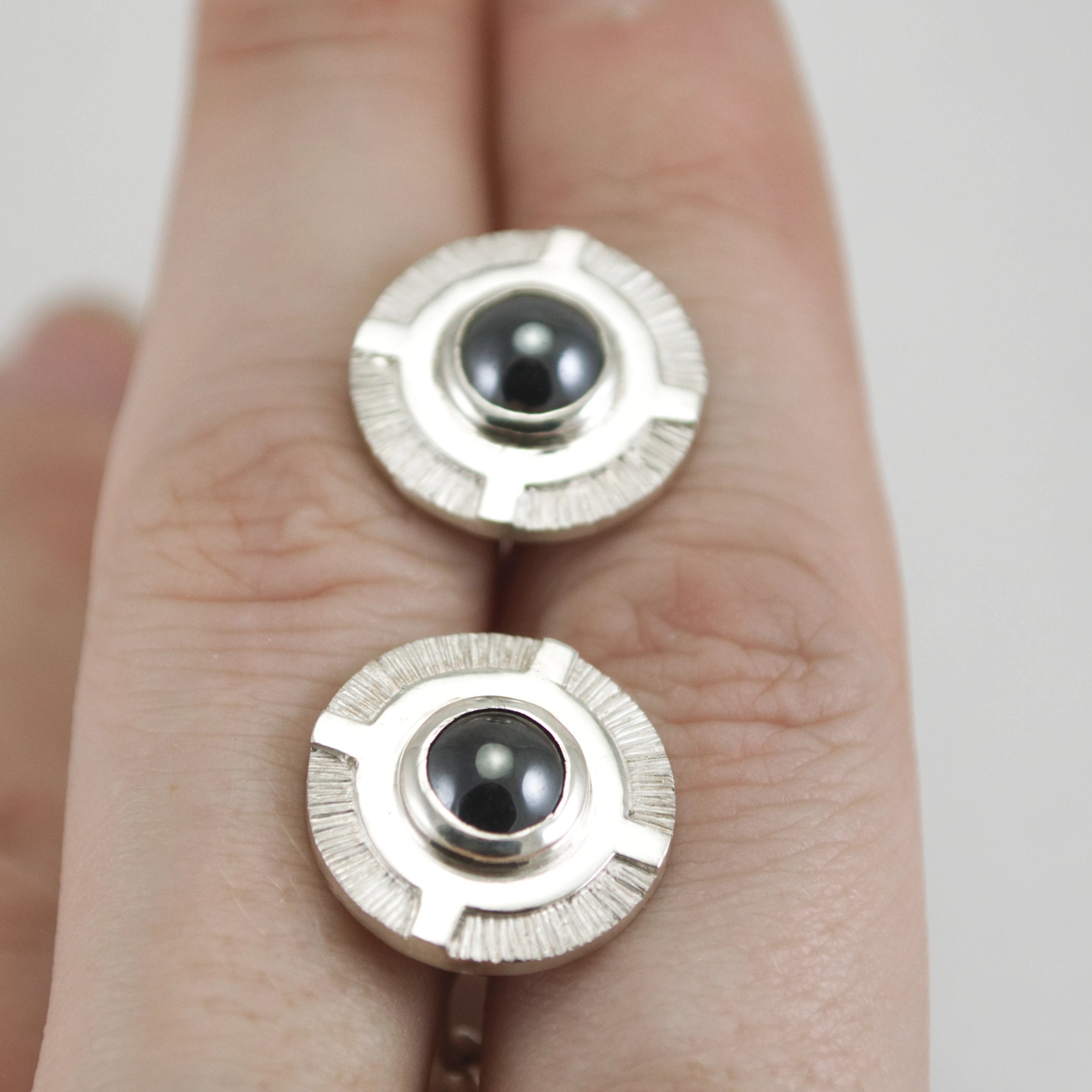 Deco Hematite Cufflinks