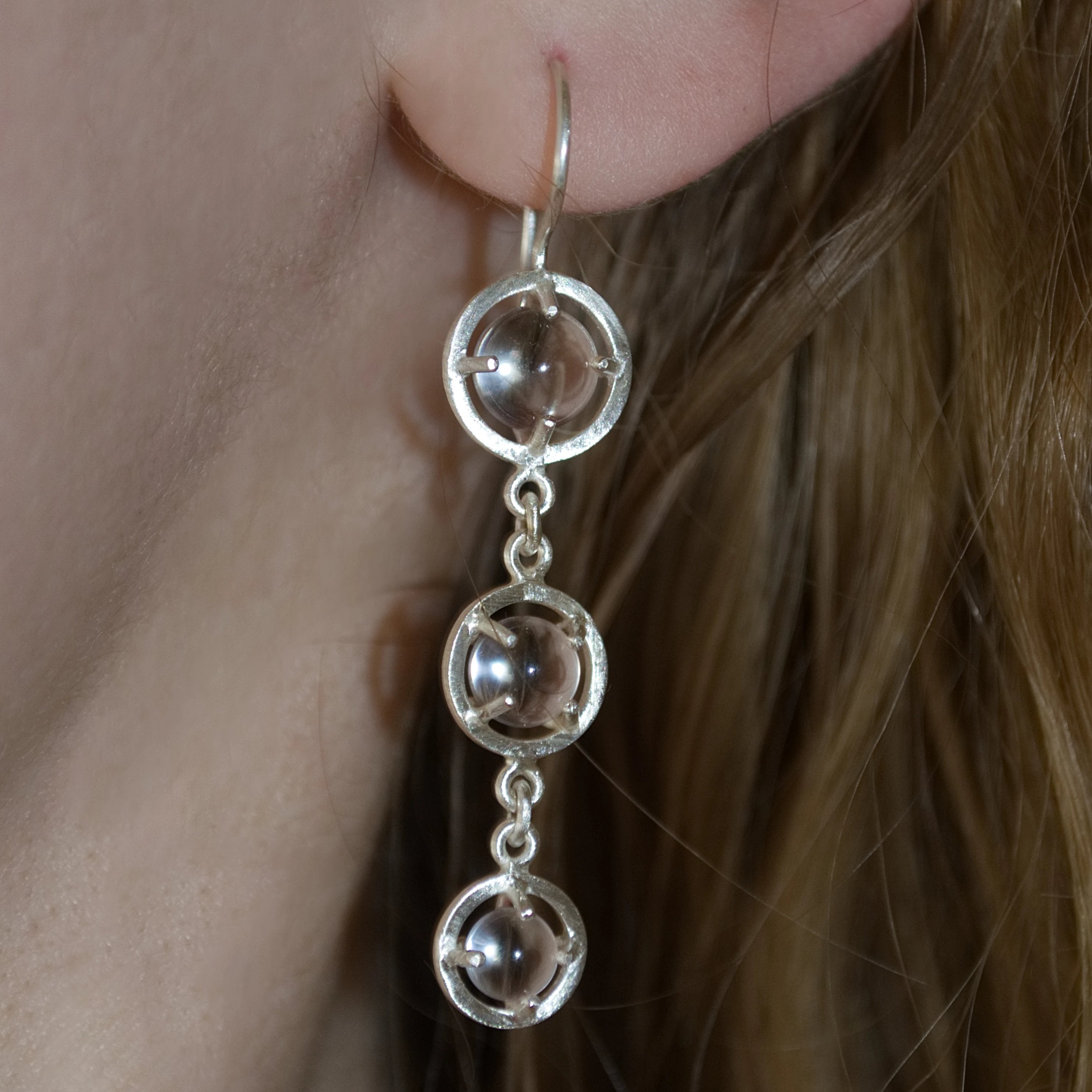 Caged 3 Sphere Chandelier Earrings