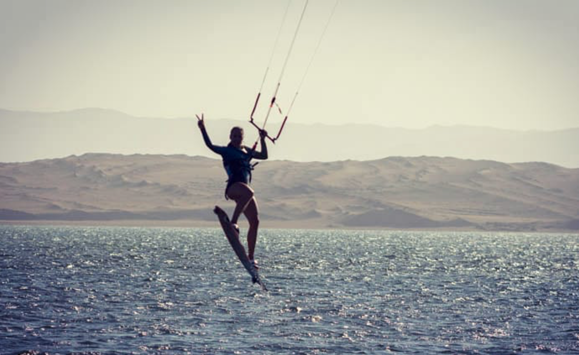 Casey kite surfing