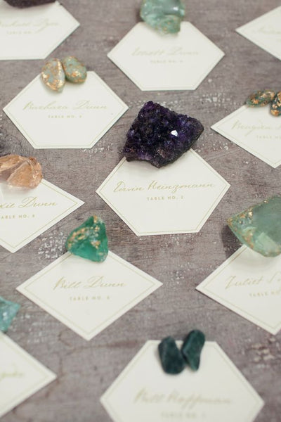 wedding favors place cards healing crystals