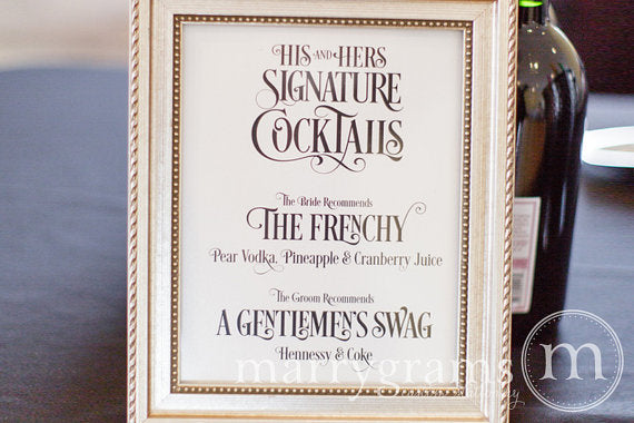 Wedding Sign Signature Cocktails Bar Sign Enchanting Style