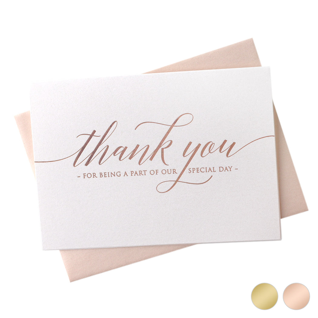 Wedding Thank You Card For Being A Part Of Our Special Day Foil Marrygrams