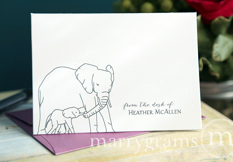 Elephant Thank You Cards From The Desk Of Custom Stationery