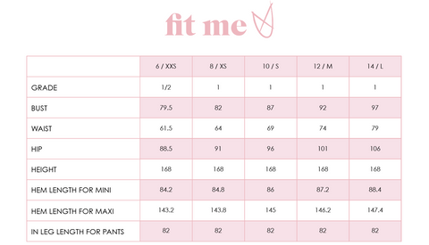 C Meo Collective Size Chart