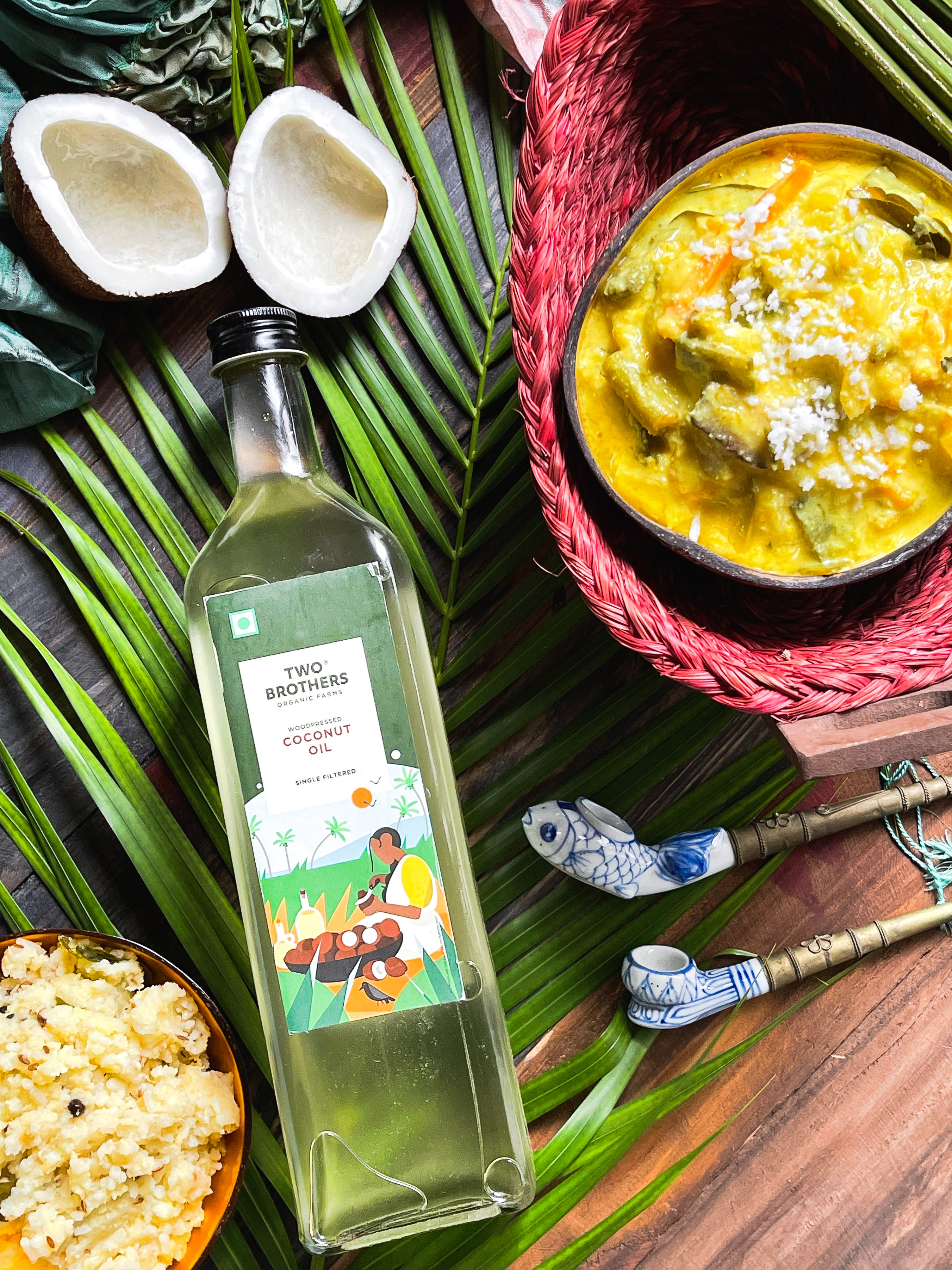 coconut , oil , aviyal , aesthetic , coconut leaves , coconut oil, seasonal vegetables , cold pressed oil  , wood pressed oil, naturally obtained , taste of coconut oil , healthy , mouth wash , king of virata, food dish with coconut oil , diet of kerela , diet of tamil nadu , dish in onam sadya , onam sadya dish , onam sadya , south flavour , spicy coconut dish, coconut oil dish ,  