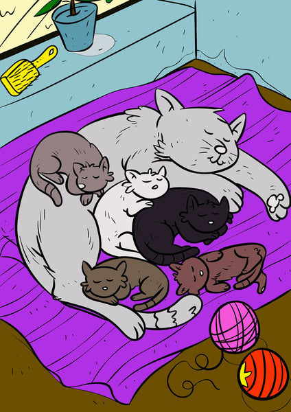 Cat Family Coloring Page