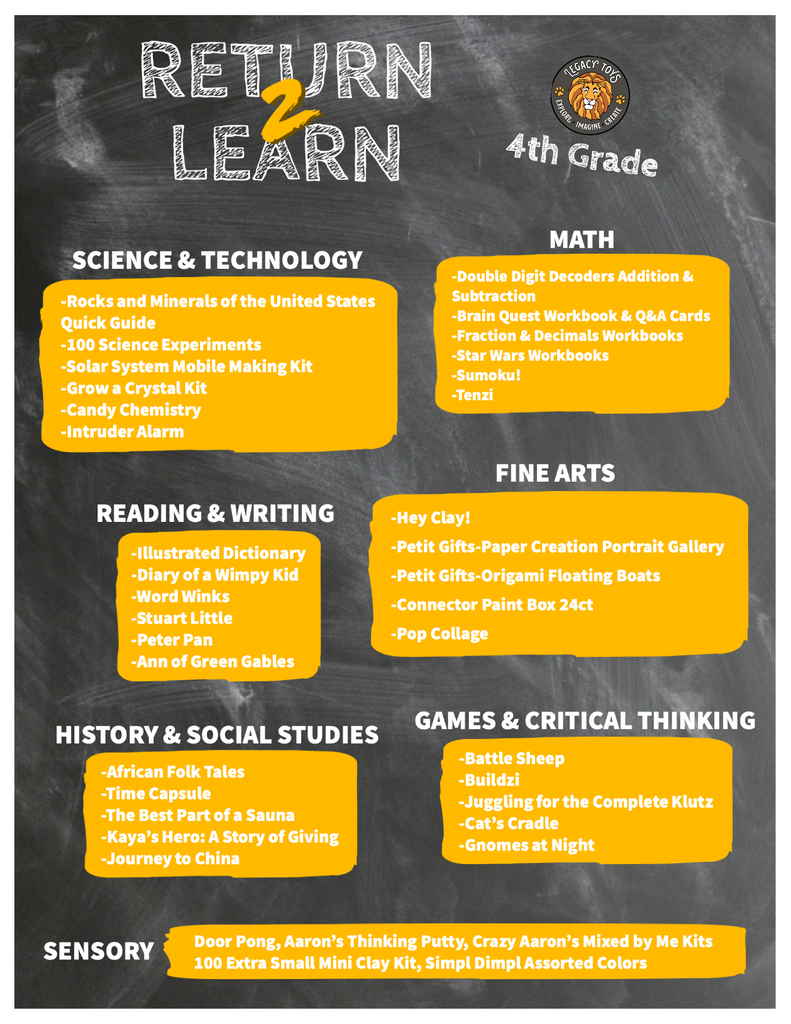 4th Grade Homeschool/In Home Learning Back to School checklist