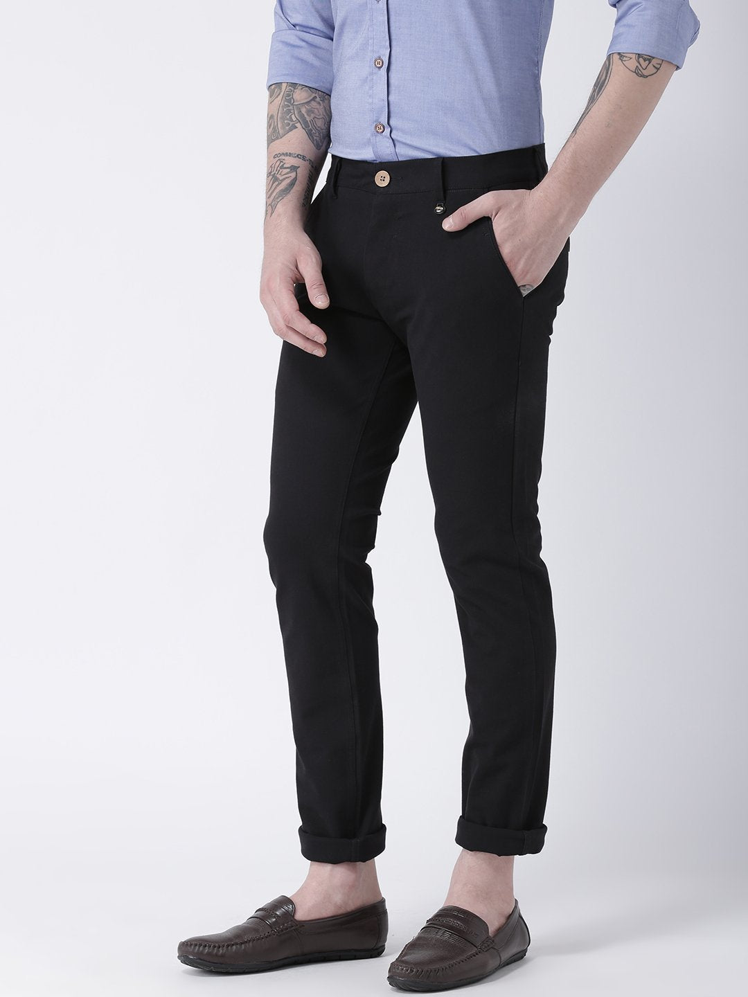 black slim chinos