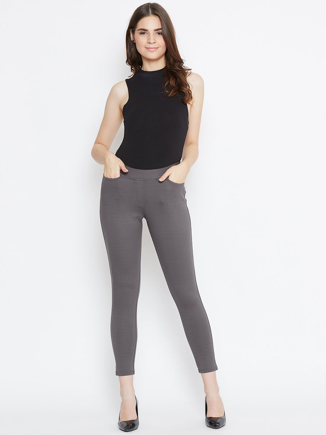 grey skinny trousers womens