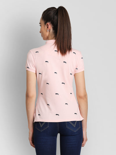 printed polo neck t shirt