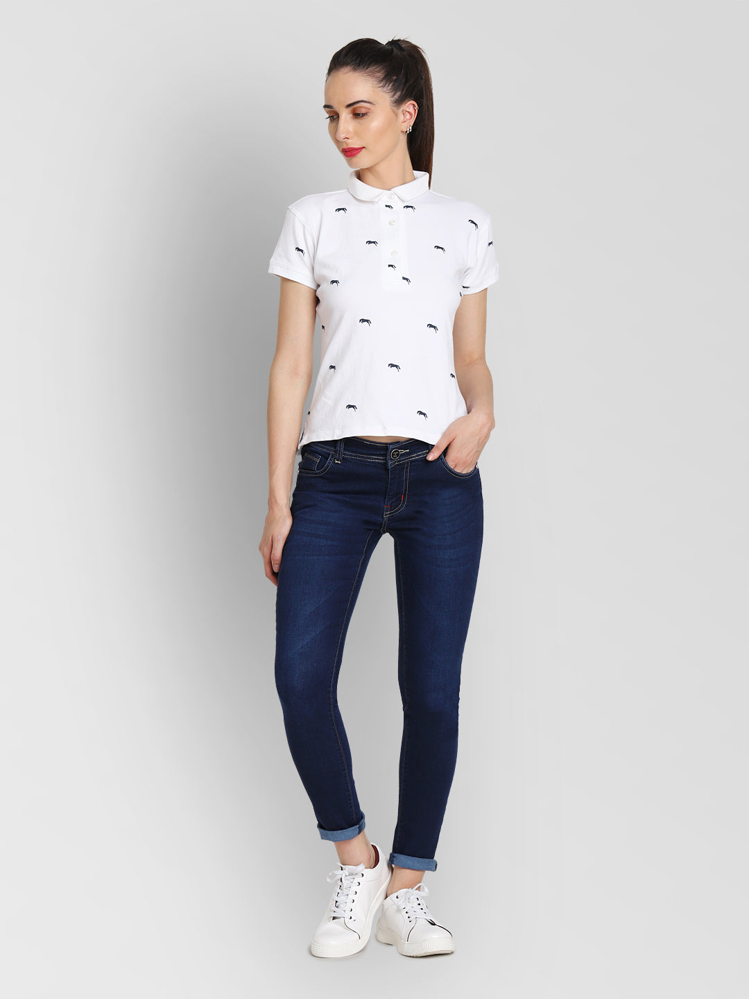 womens printed polo shirts