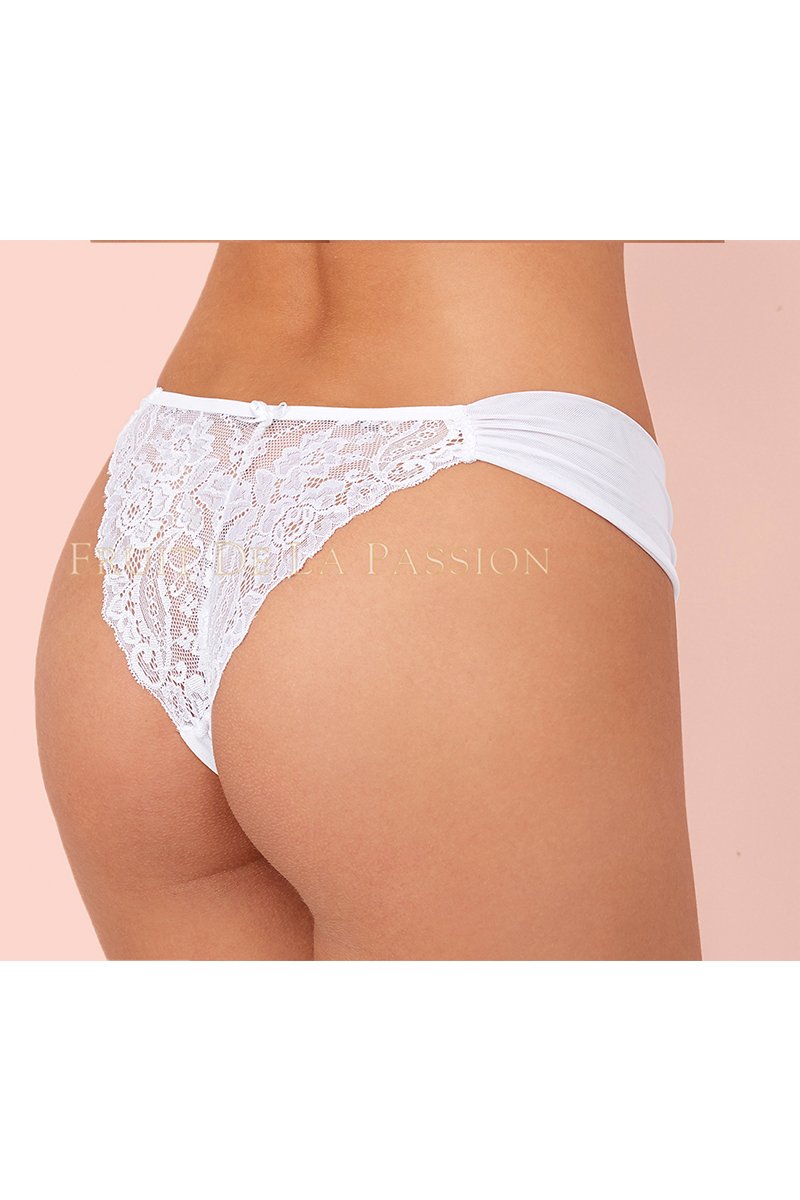 

Marguerite Pop Draped Thong Panty by Fruit De La Passion Luxury Lingerie -  White