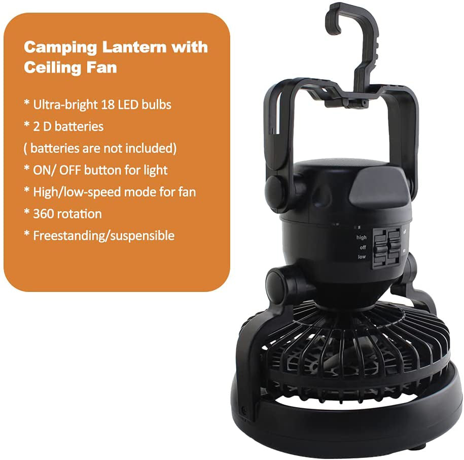 2-in-1 Camping Lantern With Fan - Portable Camping Light With 12