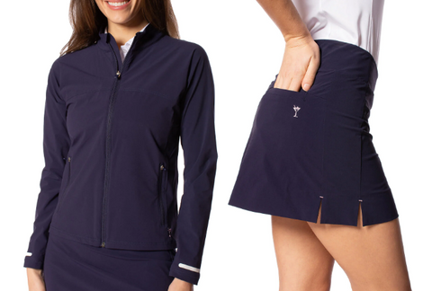 Golftini Navy Blue Athlete Jacket And Navy Skorts