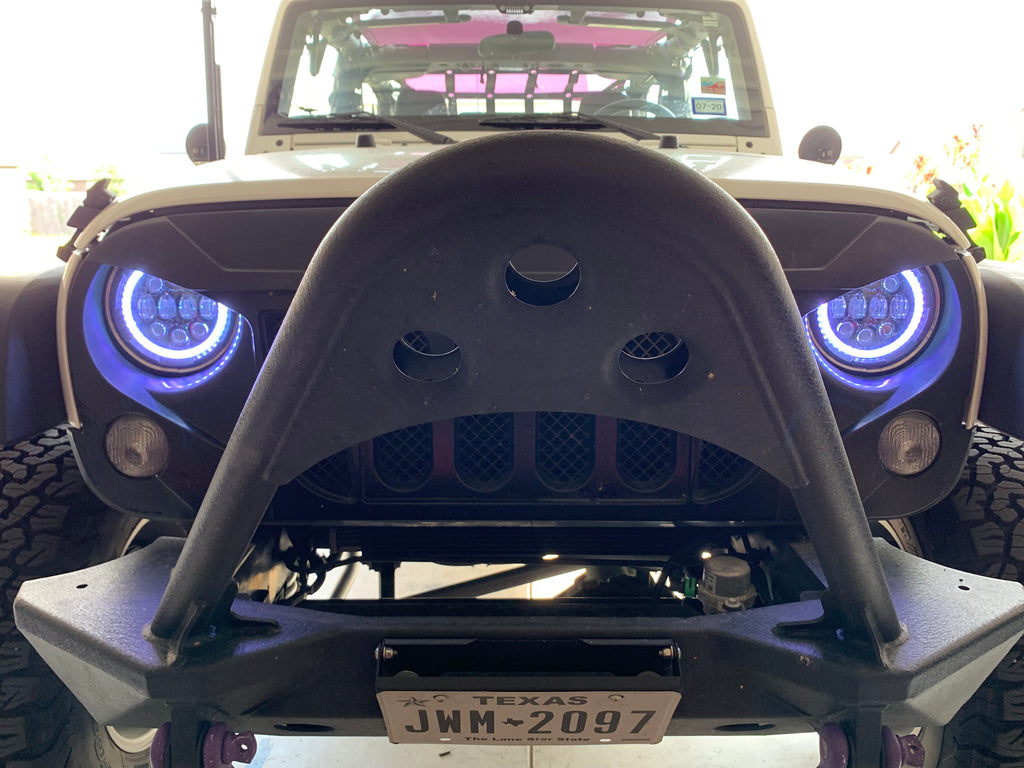 Spider eyes 2008 -2017 Jeep Wrangler RGB LED Halo Headlights –  OffroadLEDbars
