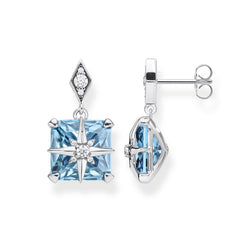 Blue Stone Stud Earrings with Star