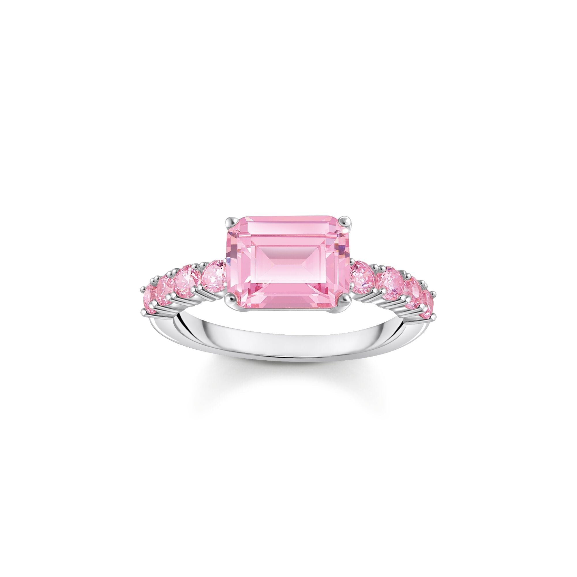 solitaire ring with pink zirconia stones sterling silver 60 thomas sabo