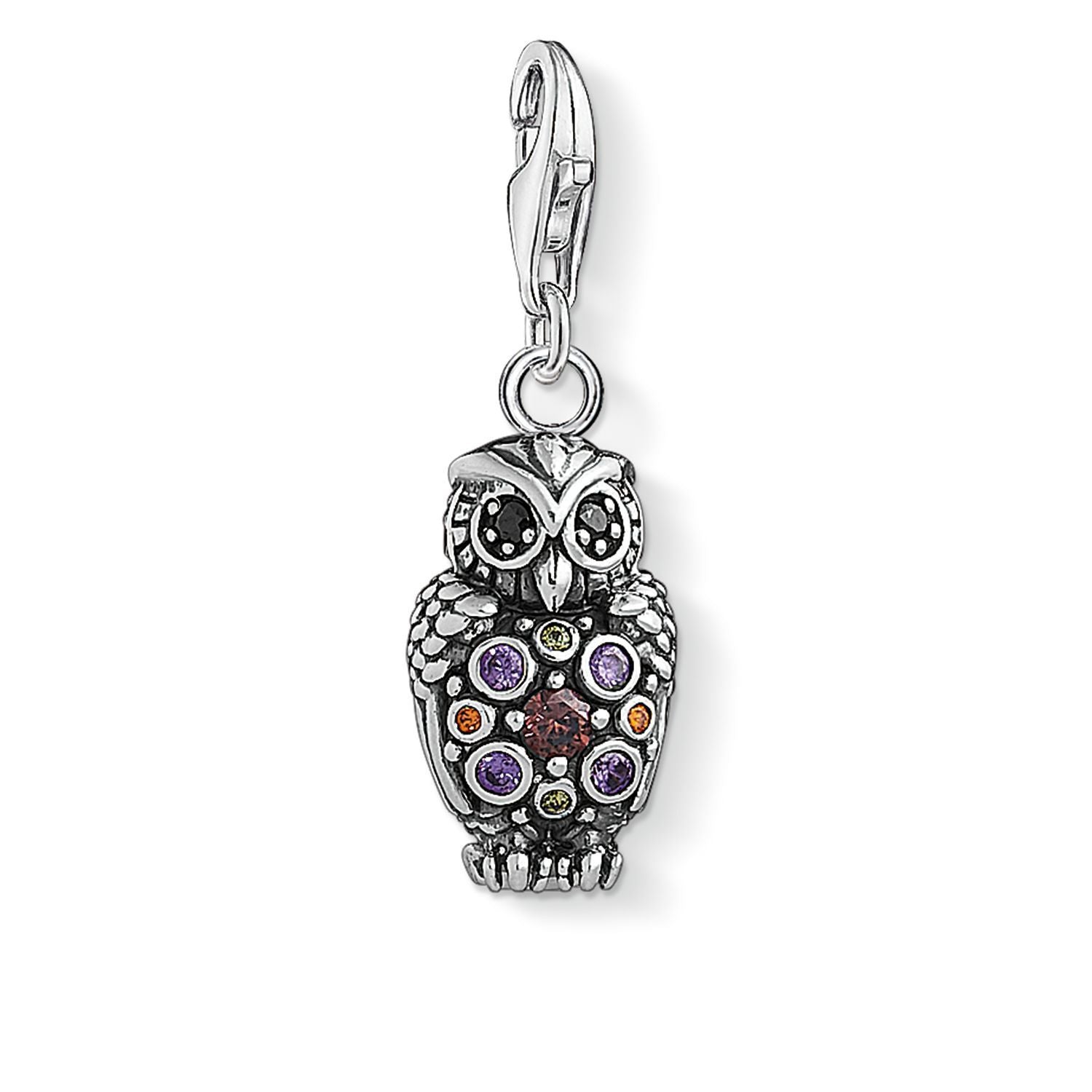 charm pendant "sparkling owl " sterling silver thomas sabo