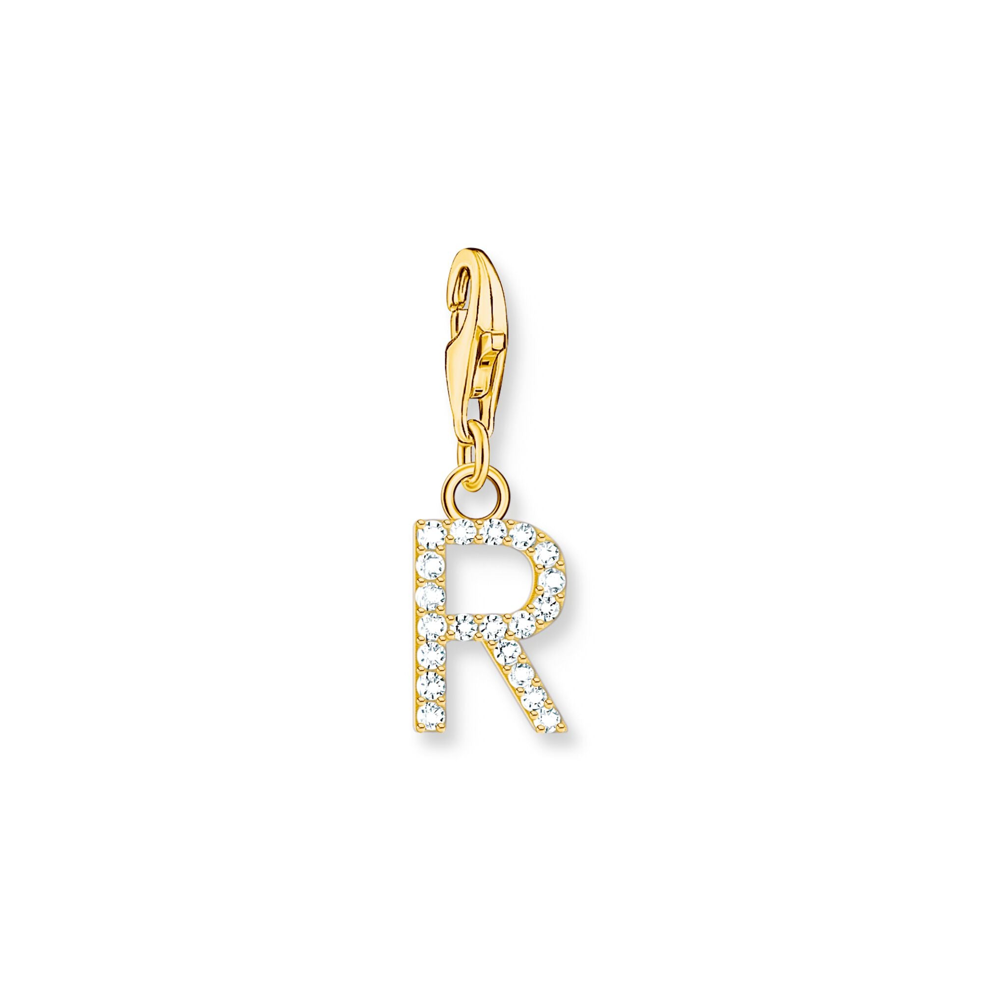 charm pendant letter r gold plated yellow gold default title thomas sabo