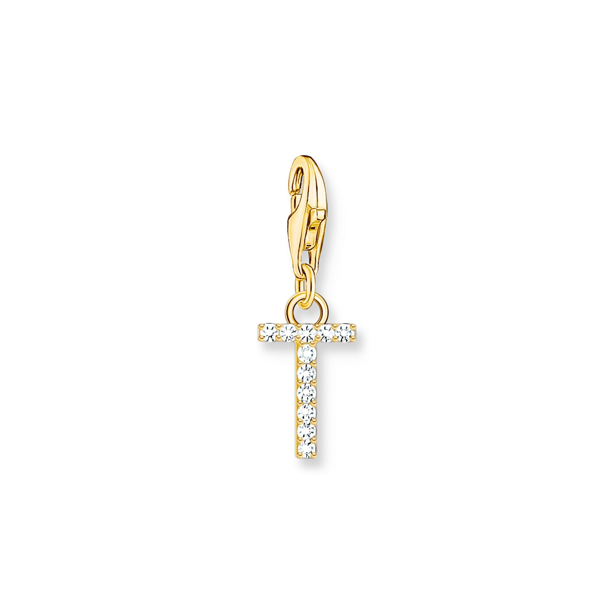 charm pendant letter t gold plated yellow gold default title thomas sabo