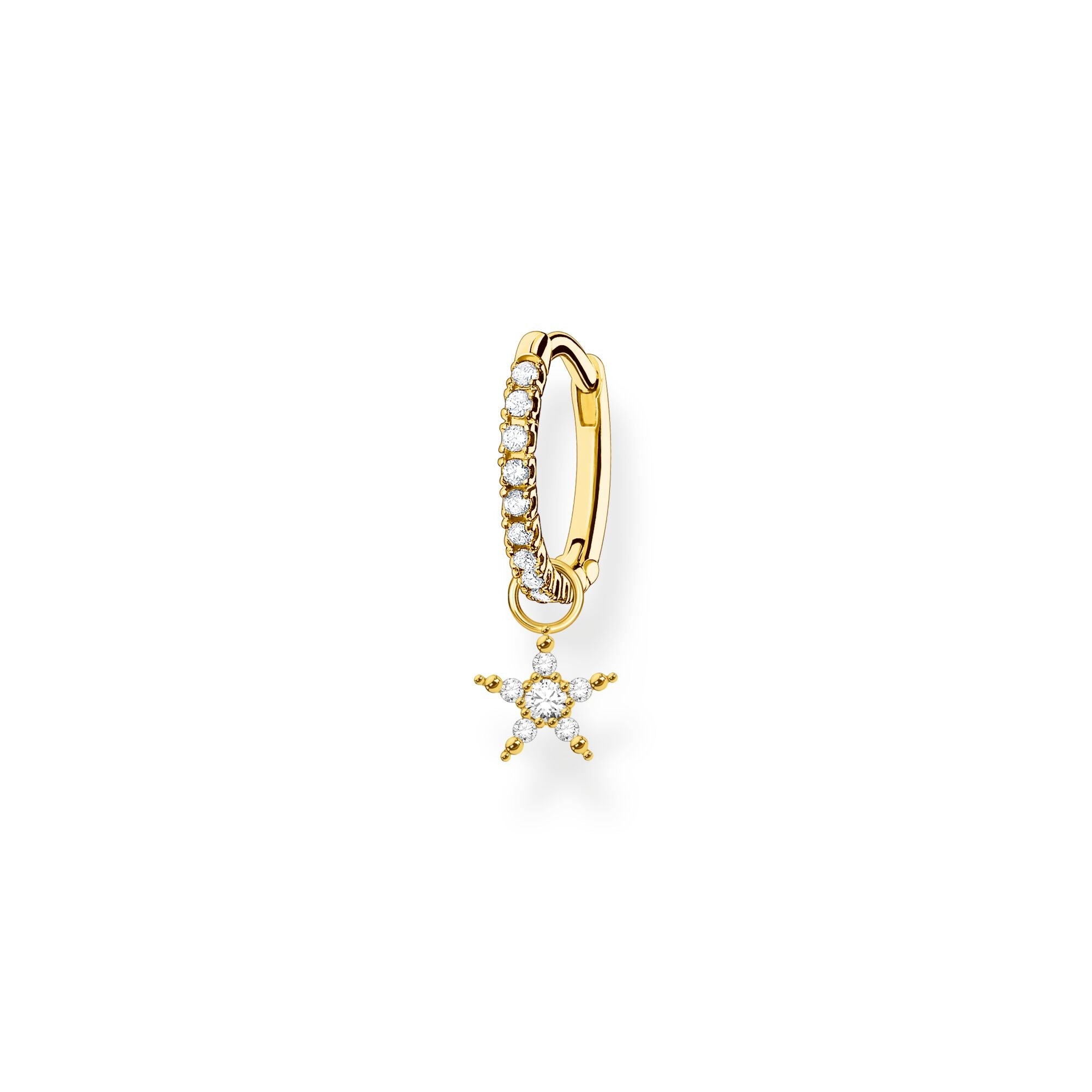 Single Hoop Earring With Star Pendant Gold Yellow Gold Thomas Sabo