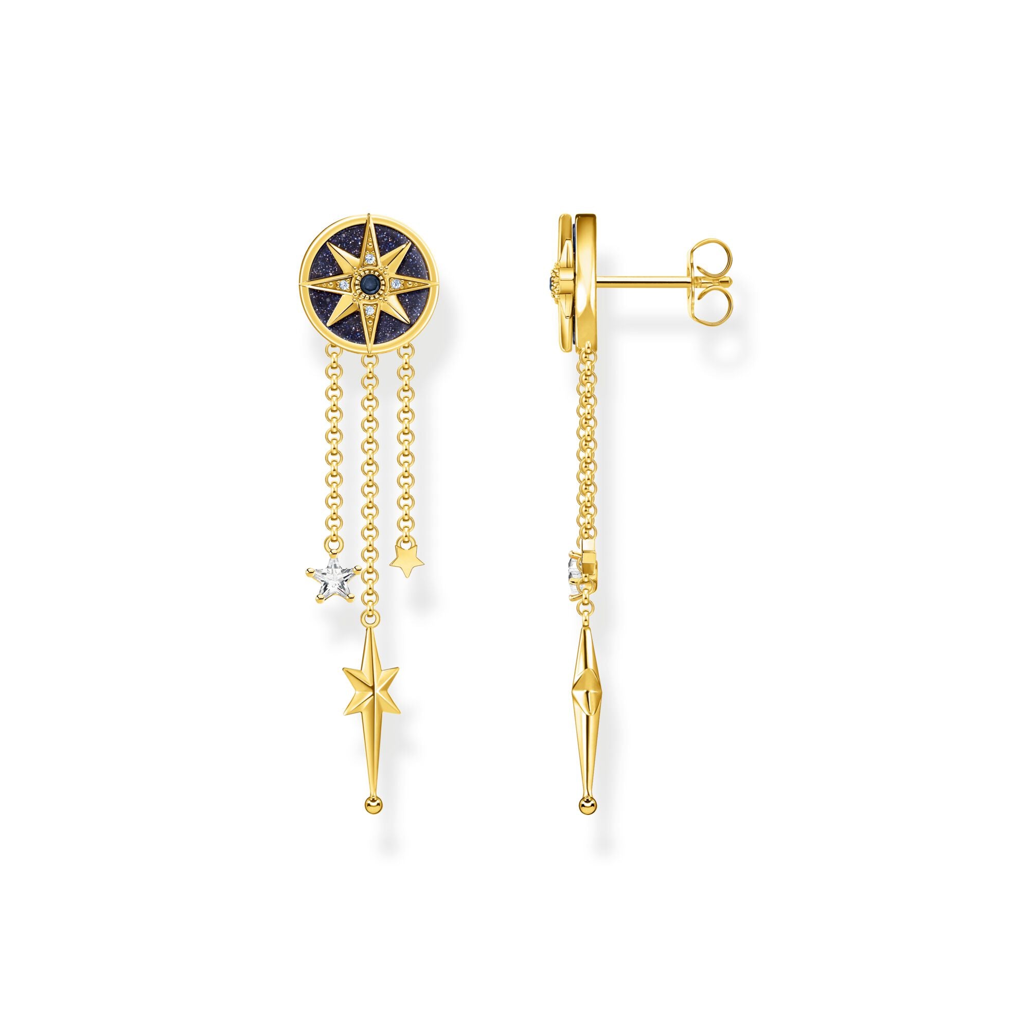 earrings royalty star colourful stones - gold thomas sabo