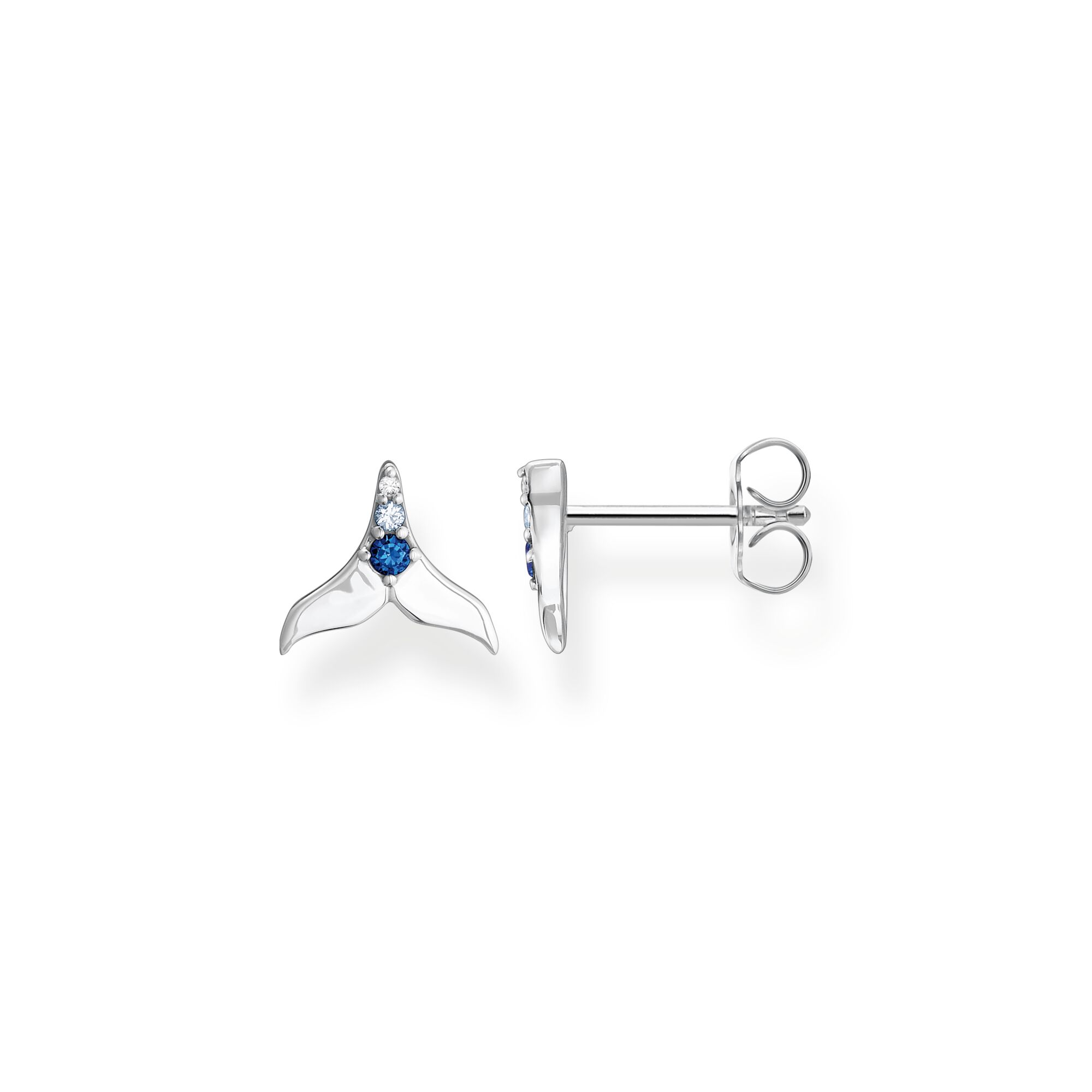 thomas sabo ear studs tail fin with blue stones