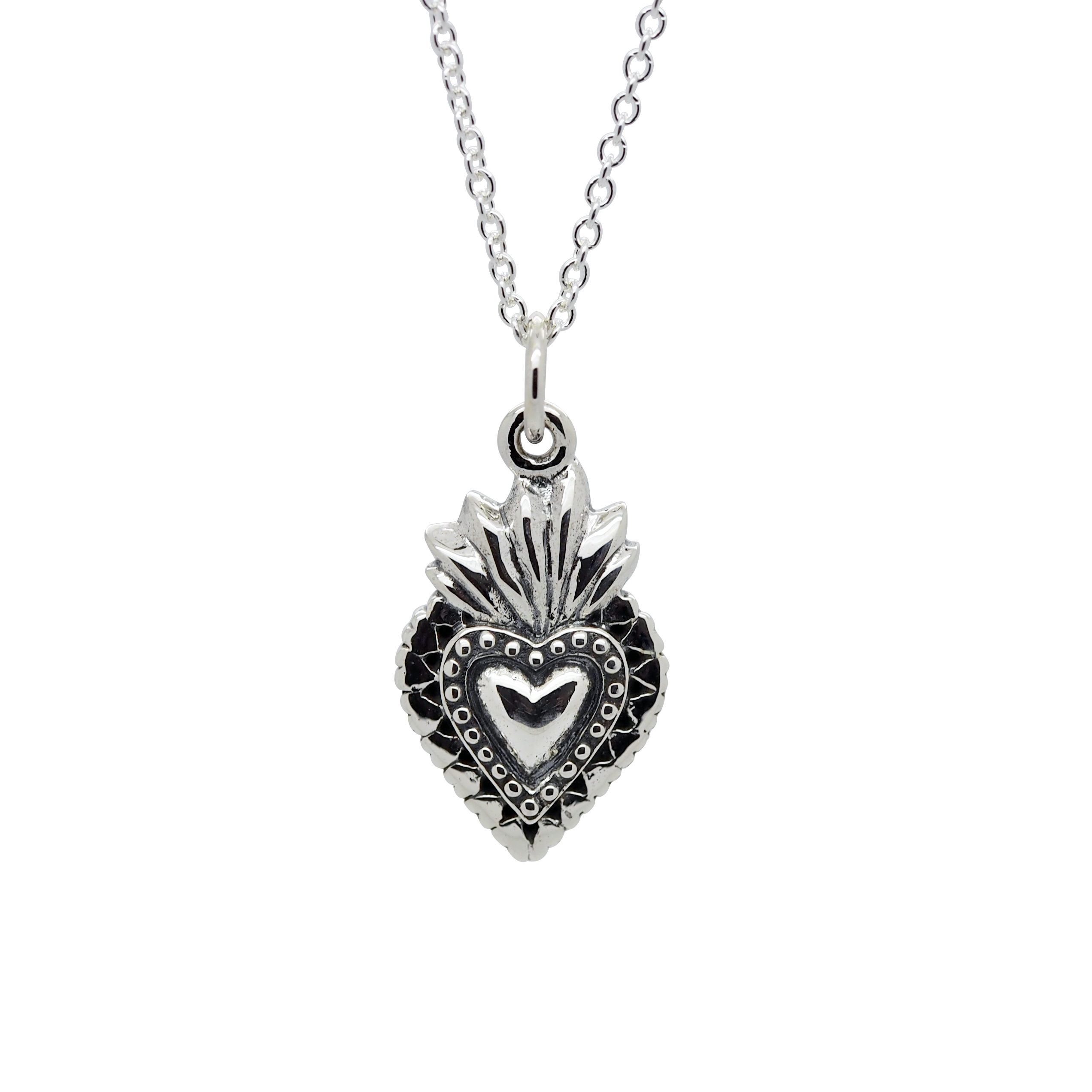 Sterling Silver Sacred Heart Necklace – Empty Casket