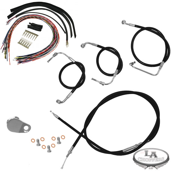 人気新品入荷 ハンドル LAチョッパーブラックビニールハンドルバーケーブルとブレーキラインキット LA-8110KT2A-19B LA  Choppers Black Vinyl Handlebar Cable and Brake Line Kit