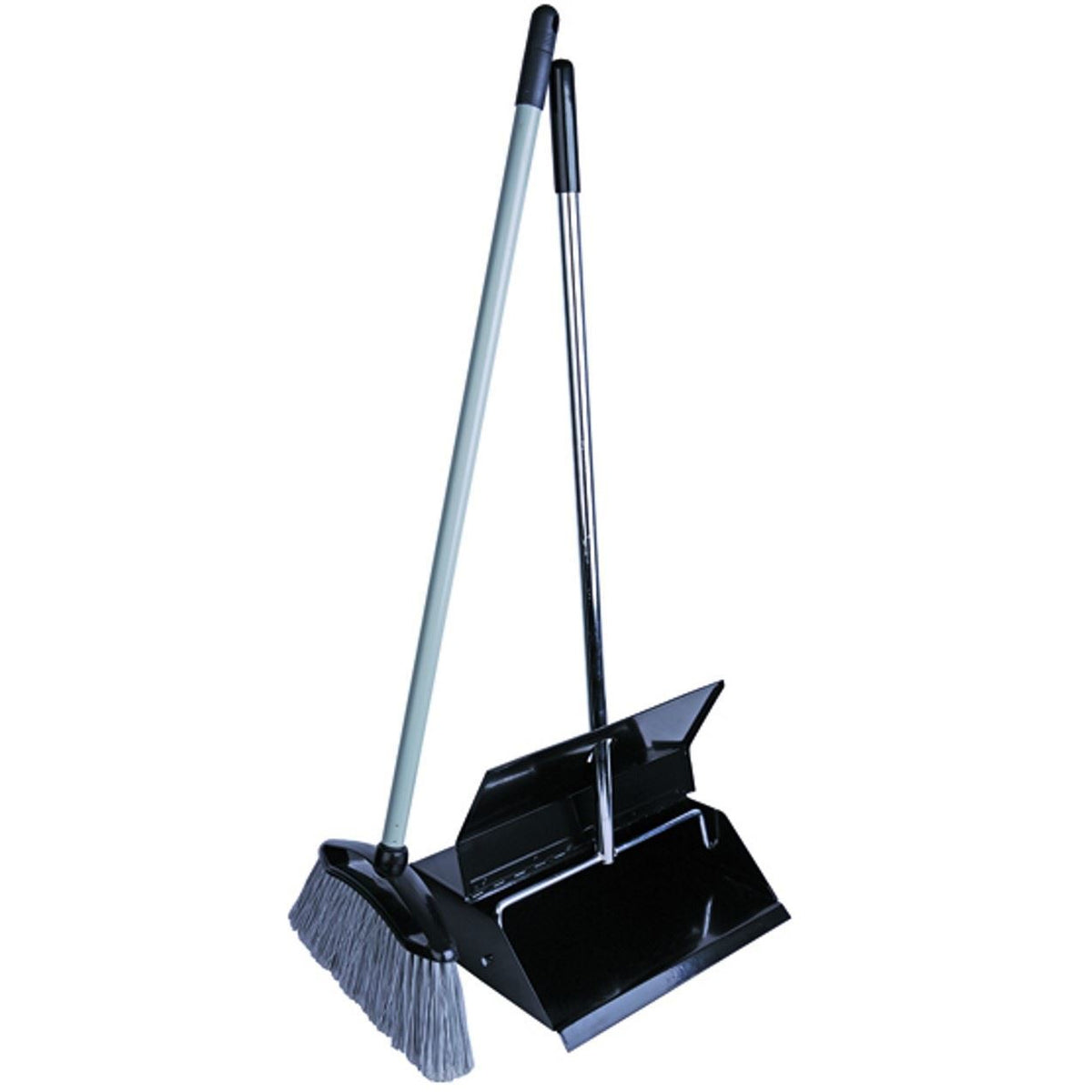 Black Enamel Metal Long Handled Dustpan and Brush Lobby Dustpan – The