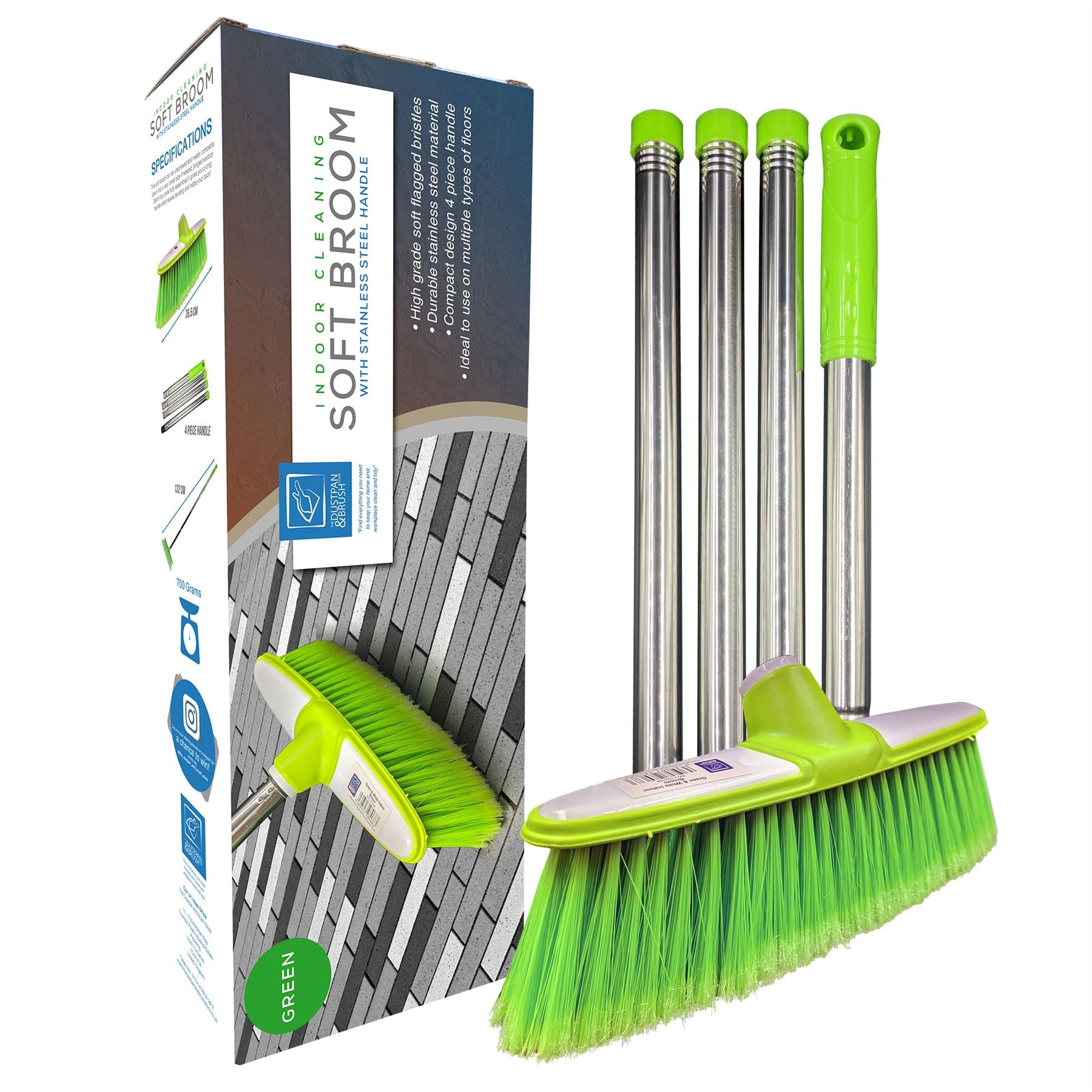 Extensible Poles and Replaceable Heads 2 in 1 Broom with Floor Brush and Window Squeegee Lightweight Solid for Cleaning Floor Wall Tiles Pet Hair【2021 Update】 Baban Sweeping Brush & Floor Squeegee 