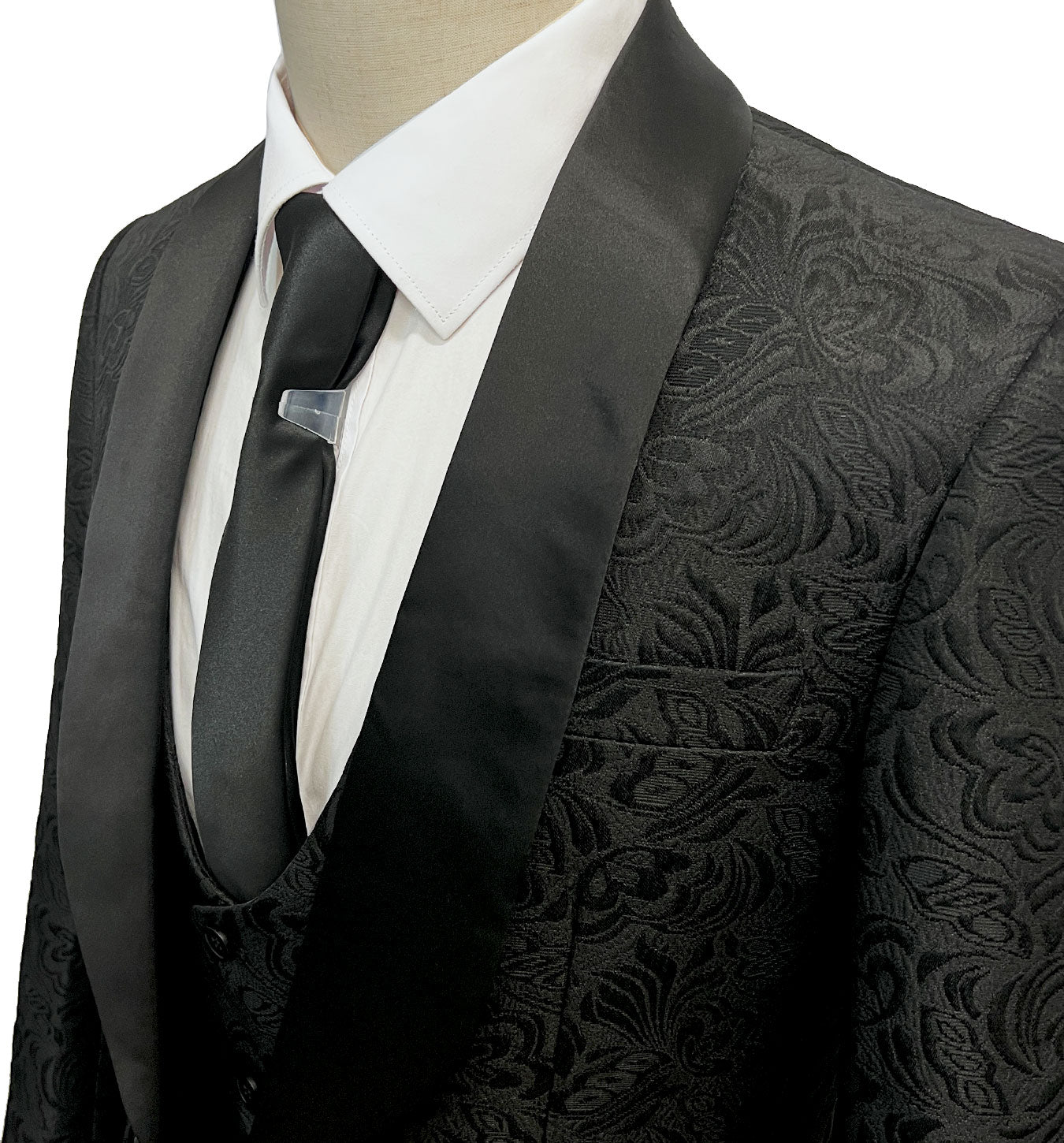 Vinci Vested Slim Fit Tuxedo Suit - Jacquard Black– MDZ Menswear