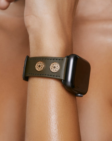 Khaki calfskin leather Apple Watch band