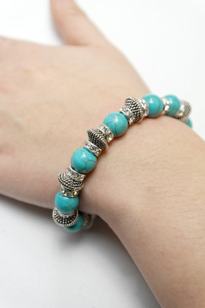 Turquoise Stones and Swarovski Bracelet