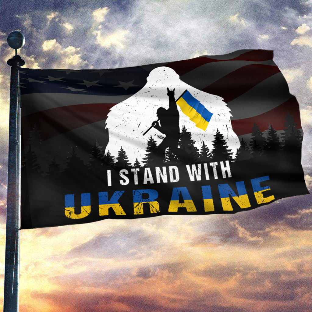 I STAND WITH UKRAINE SASQUATCH FLAG