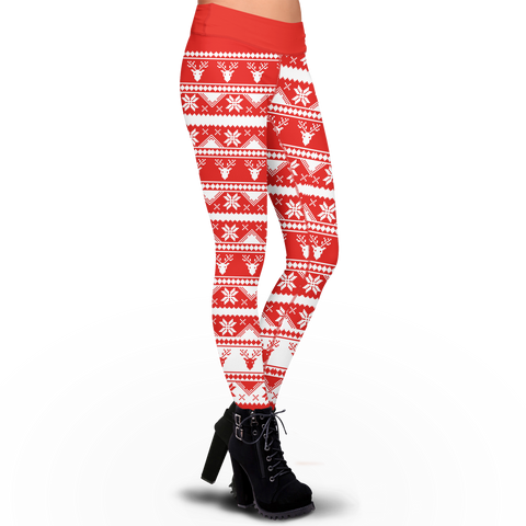 Holiday Christmas Red Snowflake Leggings